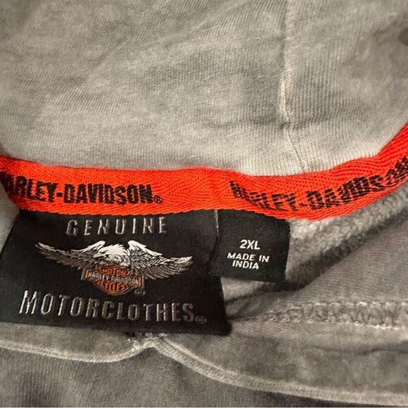 Harley-Davidson Y2K Baggy Relaxed Fit Gray Loose Fit Oversized Sweatshirt Hoodie - Picture 4 of 7